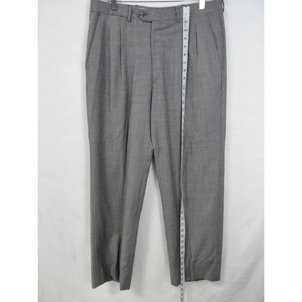 Mino Lombardi 100% Wool Made in Italy Gray Dress Pants Men See Measurement
